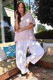 Below Deck Cheesecloth Stripe Tee Rose